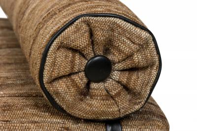  Brueton Brueton Brown and Beige Striped Upholstery and Chrome Daybed