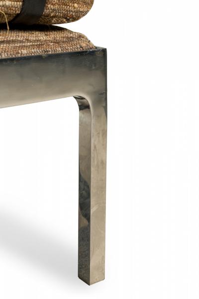  Brueton Brueton Brown and Beige Striped Upholstery and Chrome Daybed