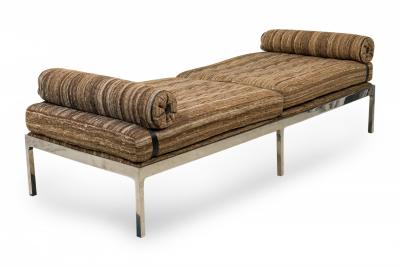  Brueton Brueton Brown and Beige Striped Upholstery and Chrome Daybed