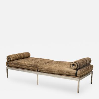  Brueton Brueton Brown and Beige Striped Upholstery and Chrome Daybed