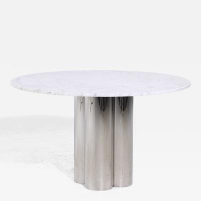  Brueton Brueton Mid Century Chrome and Marble Pedestal Dining Table