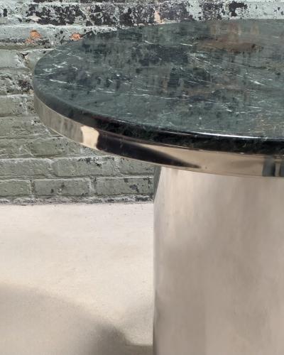  Brueton Brueton Stainless Steel and Verde Green Marble Anello Dining Table 1970