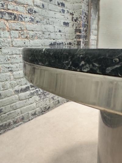  Brueton Brueton Stainless Steel and Verde Green Marble Anello Dining Table 1970