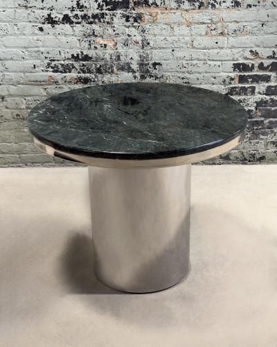  Brueton Brueton Stainless Steel and Verde Green Marble Anello Dining Table 1970