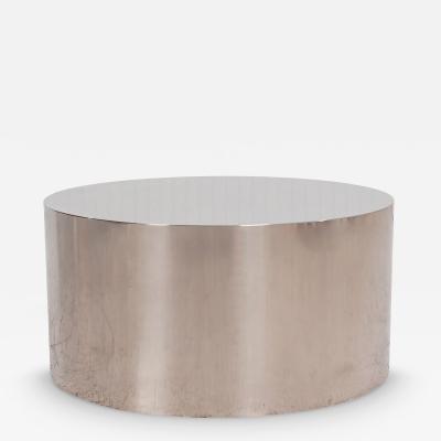  Brueton Custom Polished Metal Drum Coffee Table in the Style of Brueton 1980