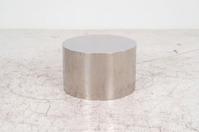  Brueton Custom Polished Metal Drum Side Table in the Style of Brueton 1980