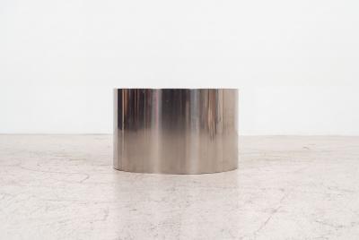  Brueton Custom Polished Metal Drum Side Table in the Style of Brueton 1980