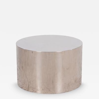  Brueton Custom Polished Metal Drum Side Table in the Style of Brueton 1980