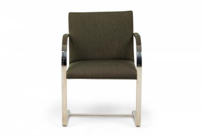  Brueton Set of 8 Brueton American Brno Gray Upholstered Chrome Dining Armchairs