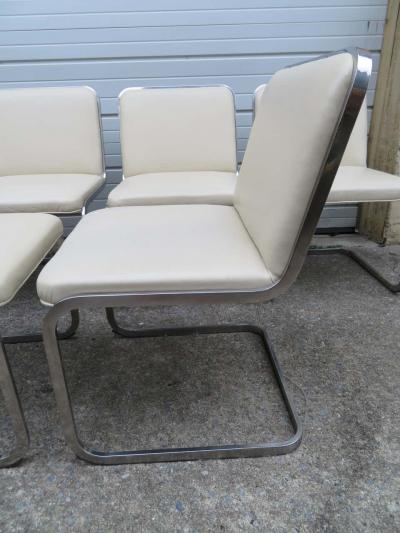  Brueton Stunning Set of Six Brueton Cantilevered Chrome Dining Chairs Midcentury