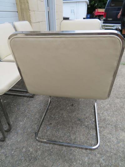  Brueton Stunning Set of Six Brueton Cantilevered Chrome Dining Chairs Midcentury