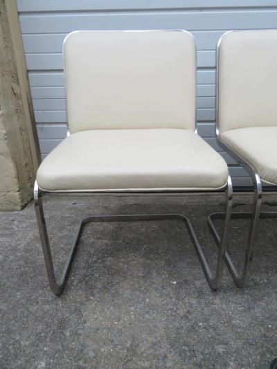  Brueton Stunning Set of Six Brueton Cantilevered Chrome Dining Chairs Midcentury