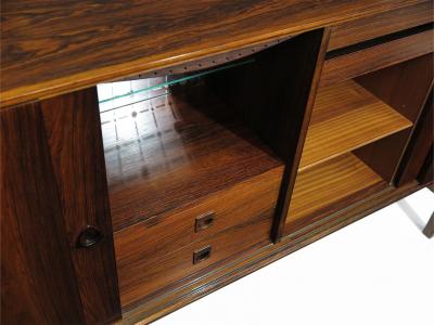  Bruno Hansen 1950s Scandinavian Brazilian Rosewood Sideboard with Center Bar