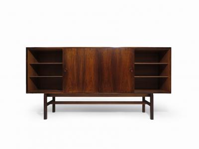  Bruno Hansen 1950s Scandinavian Brazilian Rosewood Sideboard with Center Bar