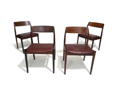  Bruno Hansen Four Danish Solid Brazilian Rosewood Dining Chairs
