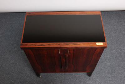  Bruskbo Mid Century Norwegian Modern Rosewood Flip Top Rolling Dry Bar by Torbj rn Afdal