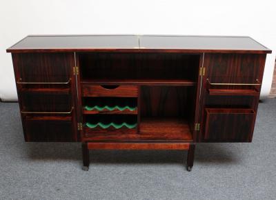  Bruskbo Mid Century Norwegian Modern Rosewood Flip Top Rolling Dry Bar by Torbj rn Afdal