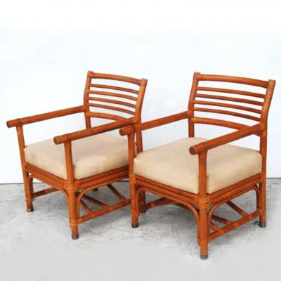  Bryan Ashley Pair of Rattan Lounge Chairs by Bryan Ashley