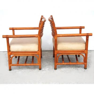  Bryan Ashley Pair of Rattan Lounge Chairs by Bryan Ashley