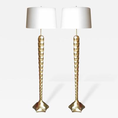  Bryan Cox Pair of 22k Gold Leafed Florence Lamps by Bryan Cox