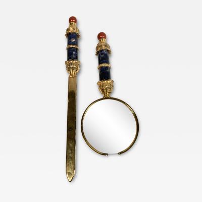  Buccellati 1970s letter opener and magnificent glass in the style of Buccellati