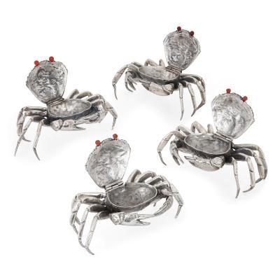  Buccellati A set of four sterling silver crab form boxes by Buccellati