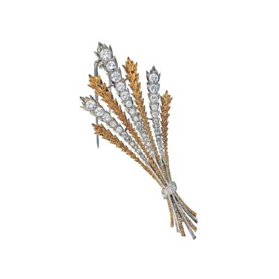  Buccellati BUCCELLATI 18K TWO TONE WHEAT DIAMOND BROOCH