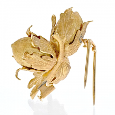  Buccellati BUCCELLATI 18K YELLOW GOLD TRIPLE ACORN BROOCH