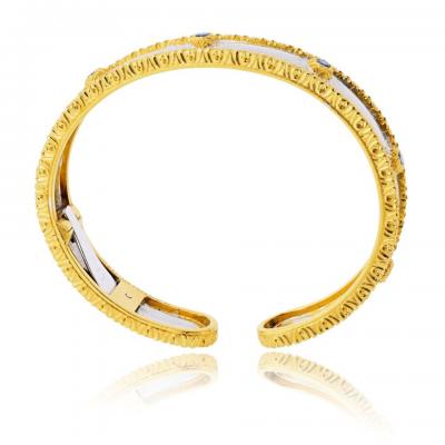  Buccellati Buccellati 18K Two Tone Capri Macri 7 Sapphire Bangle Bracelet