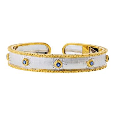  Buccellati Buccellati 18K Two Tone Capri Macri 7 Sapphire Bangle Bracelet