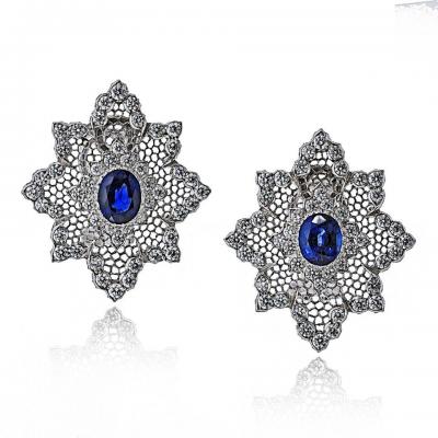 Buccellati Buccellati 18K White Gold Sapphire And Diamond Earrings