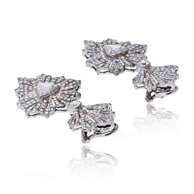  Buccellati Buccellati Chandelier 18K WG Diamond Drop Round Cut And Trilliant Cut Earrings