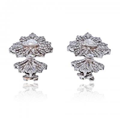 Buccellati Buccellati Chandelier 18K WG Diamond Drop Round Cut And Trilliant Cut Earrings