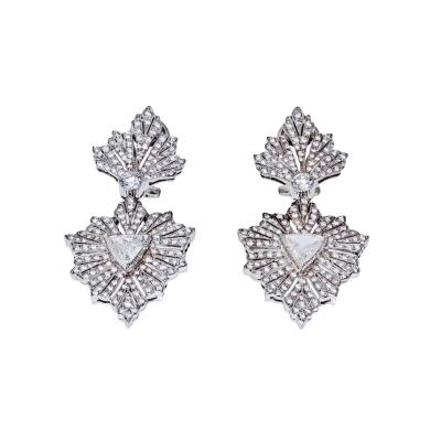  Buccellati Buccellati Chandelier 18K WG Diamond Drop Round Cut And Trilliant Cut Earrings