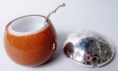  Buccellati Buccellati Modern Sterling Silver Murano Glass Mushroom Jam Pot