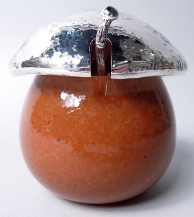  Buccellati Buccellati Modern Sterling Silver Murano Glass Mushroom Jam Pot
