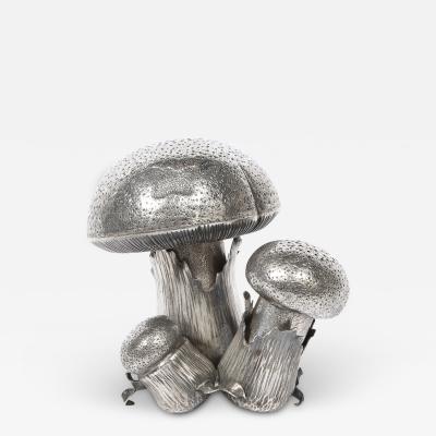  Buccellati Hand Wrought Sterling Silver Mushroom Salt Pepper Shaker Signed by Buccellati