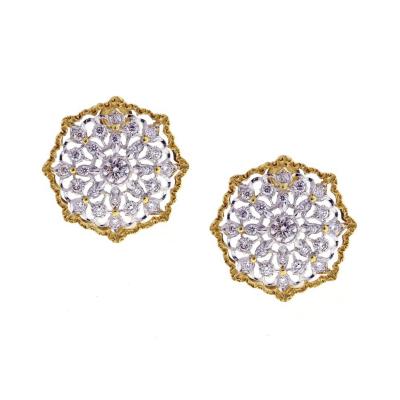  Buccellati Mario Buccellati Round Cassiopeia Diamond Gold Earrings