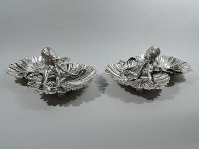  Buccellati Pair of Buccellati Sterling Silver Octopus Seafood Shell Bowls