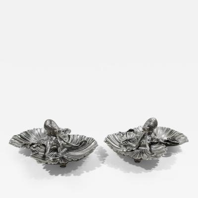  Buccellati Pair of Buccellati Sterling Silver Octopus Seafood Shell Bowls