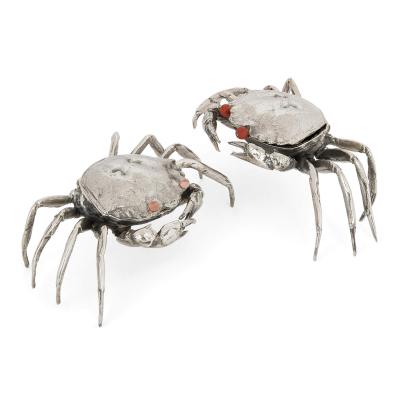  Buccellati Set of Eight Italian Silver Crab form Boxes by Buccellati