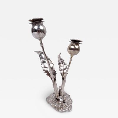  Buccellati Stylish Buccellati Sterling Silver Stem Flower Salt Pepper Shakers