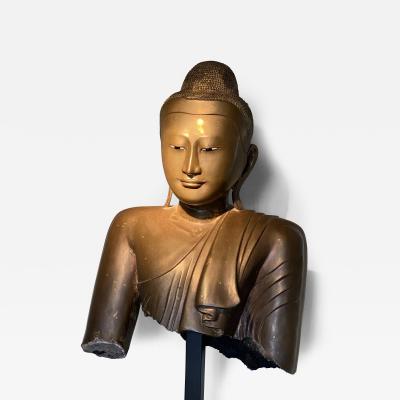  Buddha Buddhism Antique Guilded Burmese Head Of Buddha