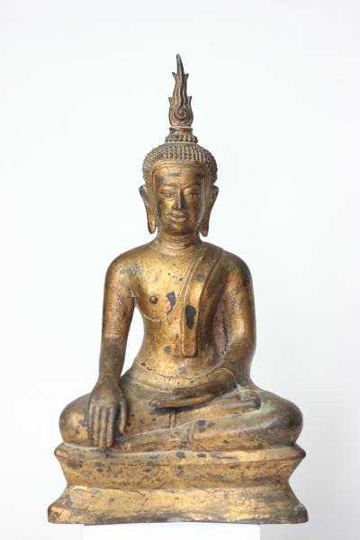  Buddha Buddhism Antique Thai Bronze Seated Buddha in Sukhothai style 19th century