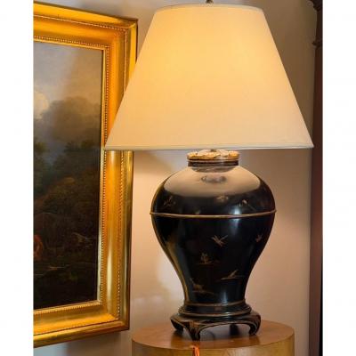  Burton Ching Ltd 1 of 2 Burton Ching Black Chinoiserie George II Table Lamp Shade