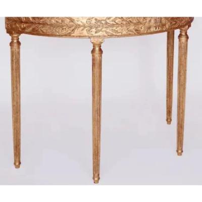  Burton Ching Ltd George III Style Giltwood Green Italian Marble Demilune Console Table