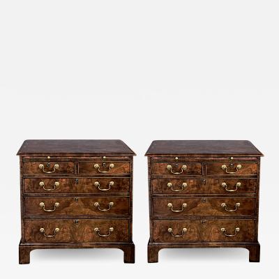  Burton Ching Ltd Good Quality Pair of Burton Ching Ltd George II Style Crossbanded Walnut Chests