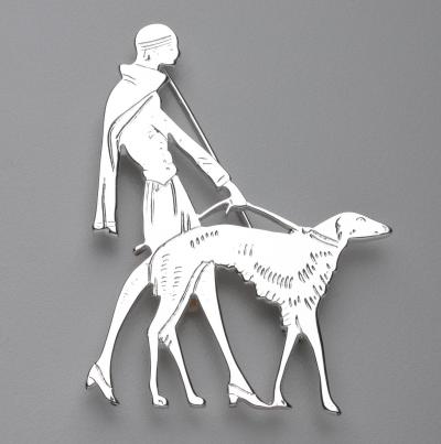  Butler Wilson Butler Wilson Woman Walking Her Dog Brooch
