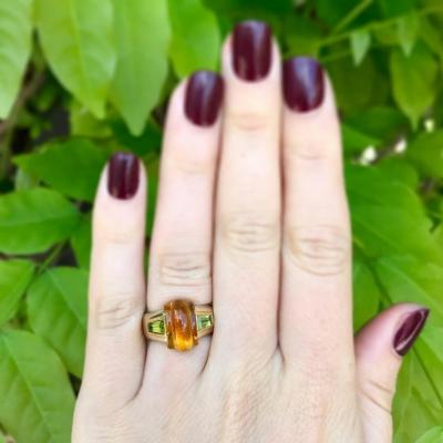  Bvlgari Bulgari BULGARI VINTAGE CITRINE AND PERIDOT 18K GOLD RING CIRCA 1980S