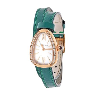  Bvlgari Bulgari BVLGARI 18K ROSE GOLD SERPENTI WHITE DIAL LEATHER BRACELET DIAMOND LADIES WATCH